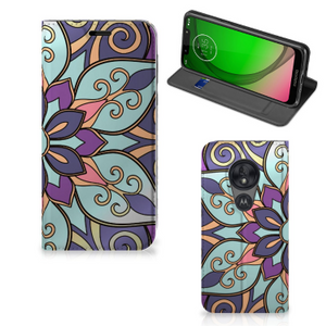 Motorola Moto G7 Play Smart Cover Purple Flower