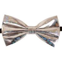 Vlinderstrik zilverkleurig luxe