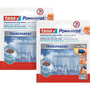 tesa POWERSTRIPS® Kleefhaak Large Transparant Inhoud: 4 stuk(s)