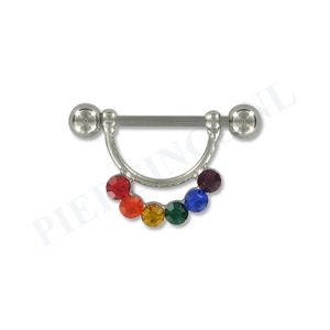 Tepelpiercing hanger regenboog L