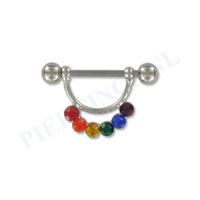 Tepelpiercing hanger regenboog L - thumbnail