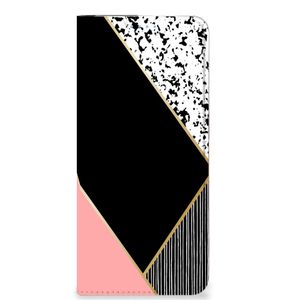 OPPO Reno8 Stand Case Zwart Roze Vormen