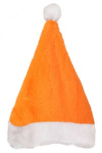 Kerstmuts oranje pluche