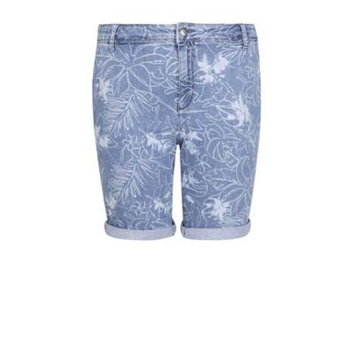 Cassis slim fit bermuda jeans met bladprint denim