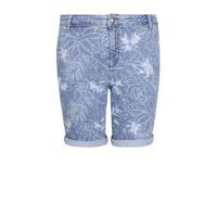 Cassis slim fit bermuda jeans met bladprint denim