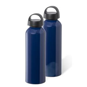 Waterfles / drinkfles / sportfles - 2x - glans donkerblauw - aluminium - 800 ml - schroefdop