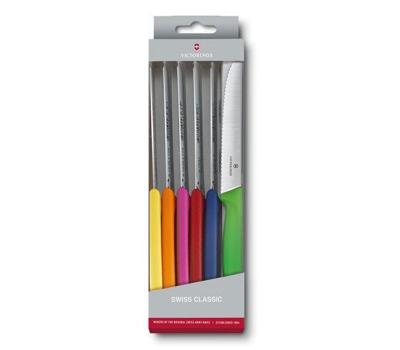 Victorinox 6.7839.6G Tomatenset „SwissClassic” 11 cm bont 6-delig, golfsnede Geel, Oranje, Pink, Rood, Blauw, Lichtgroen