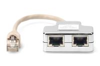 Digitus RJ45 Netwerk Adapter CAT 5, CAT 5e [2x RJ45-stekker - 1x RJ45-stekker] Grijs - thumbnail