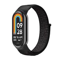 By Qubix - Sport loop nylon bandje - Zwart gemêleerd - Compatible met Xiaomi Smart Band 8 & 9 - Compatible Xiaomi bandje