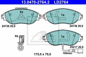 Remmenset, remschijf ATE, Remschijftype: Geventileerd, Inbouwplaats: Vooras, u.a. für Seat, VW