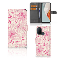 OnePlus Nord N100 Hoesje Pink Flowers - thumbnail