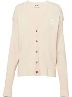 Miu Miu cardigan à logo brodé - Tons neutres