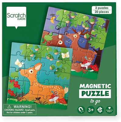 Scratch magnetische puzzel Bosdieren 18 cm karton groen 40 delig Scratch magnetische puzzel Bosdieren 18 cm karton groen 40 delig