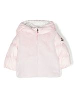 Moncler Enfant logo-patch panelled padded jacket - Rose - thumbnail