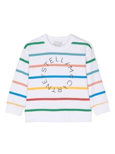 Stella McCartney Kids sweat rayé à logo imprimé - Blanc