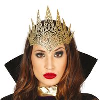 Halloween/horror verkleed diadeem/tiara Evil Queen - gouden kroon - kunststof - dames/meisjes   -