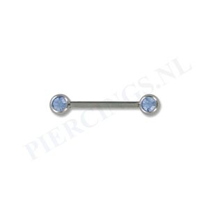 Tepelpiercing kristal licht blauw