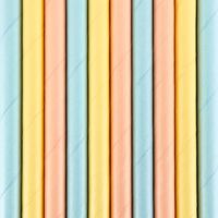 Drinkrietjes - papier - 20x - multi kleuren pastel - 19,5 cm - rietjes