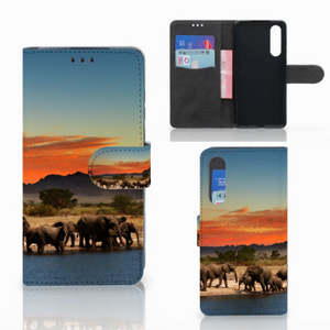 Huawei P30 Telefoonhoesje met Pasjes Olifanten