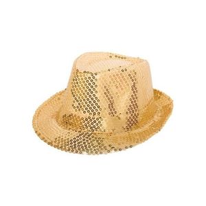 4x Gouden trilby glitter party hoedjes met pailletten