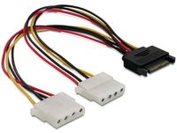 Delock 65159 Kabel Voeding SATA 15-polig naar 2 x 4-polig Molex female 20cm - thumbnail