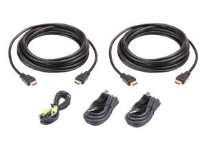 ATEN KVM Aansluitkabel [1x HDMI-stekker, USB-A 2.0 stekker, Jackplug male 3,5 mm - 1x HDMI-stekker, Jackplug male 3,5 mm, USB 2.0 bus B] 3.00 m Zwart