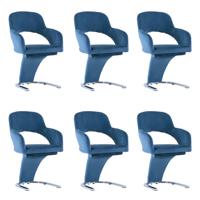Vidaxl Eetkamerstoelen 6 St Fluweel Blauw