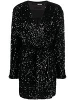 ROTATE BIRGER CHRISTENSEN robe portefeuille courte à sequins brodés - Noir - thumbnail