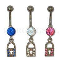 Navelpiercing slotje roze - thumbnail