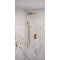 Regendoucheset 38 Inbouw Muur Brauer Gold Edition 30cm Rond Geborsteld Goud PVD 2 Greeps 3-weg met Thermostaatkraan Glijstang en Staafhanddouche