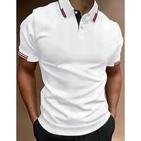 Voor heren POLO Shirt Golfshirt Casual Sport Revers Klassiek Korte mouw Modieus Basic Lapwerk nappi Zomer Normale pasvorm Wit Blozend Roze Rood Marineblauw Groen POLO Shirt Lightinthebox