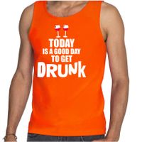 Oranje tanktop today is a good day to get drunk wijn Koningsdag/ Nederland/ EK/ WK supporter heren - thumbnail