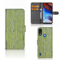 Motorola Moto E7i Power | E7 Power Book Style Case Green Wood - thumbnail