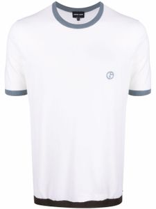 Giorgio Armani t-shirt en laine vierge à logo brodé - Tons neutres