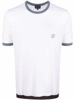 Giorgio Armani t-shirt en laine vierge à logo brodé - Tons neutres