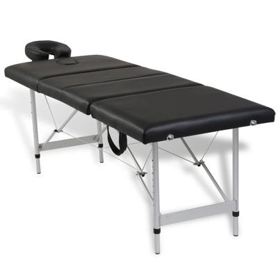 VidaXL Massagetafel met 4 zones inklapbaar aluminum frame zwart