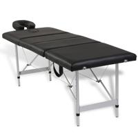 VidaXL Massagetafel met 4 zones inklapbaar aluminum frame zwart