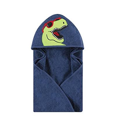 Hudson Baby Unisex Baby Cotton Animal Face Hooded Towel, Cool Dino, One Size