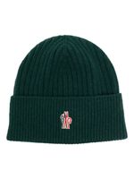 Moncler Grenoble bonnet nervuré à logo brodé - Vert