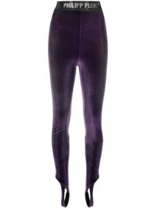 Philipp Plein legging en velours à bande logo - Violet