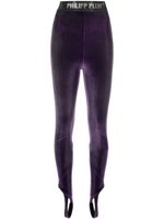 Philipp Plein legging en velours à bande logo - Violet - thumbnail