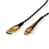 ROLINE GOLD USB 2.0 sync & charge kabel, USB-A/USB-C, ondersteuning, 1 m