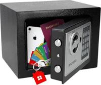 Silvergear® Kluis met Code | Elektronische Kluisje met 3- tot 8-cijferige Code | Stalen Safe Box met 2 Sleutels voor het Bewaren van Geld en Sieraden