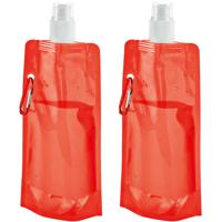 Waterfles/drinkfles opvouwbaar - 10x - oranje - kunststof - 460 ml - schroefdop - waterzak