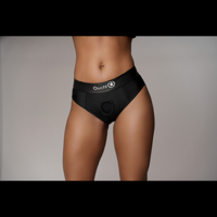 Ouch! by Shots Vibrating Strap-on Thong with Removable Butt Straps - M/L - Black - thumbnail