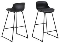 AC Design Furniture 85087 Tille Bar stool, leer, L: 49 x B: 43 x H: 94 cm, 2 stuks, zwart