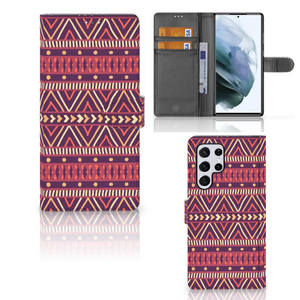 Samsung Galaxy S22 Ultra Telefoon Hoesje Aztec Paars