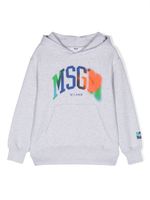 MSGM Kids hoodie en coton à logo imprimé - Gris