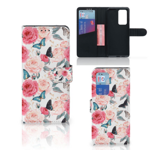 Huawei P40 Pro Hoesje Butterfly Roses