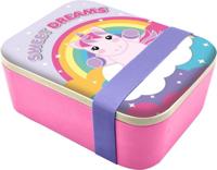 Sweet Dreams broodtrommel eenhoorn 14 x 18 cm bamboe roze